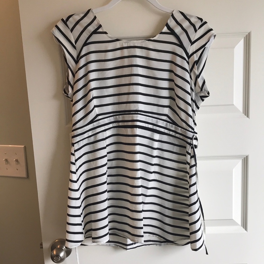 Motherhood Maternity black and white striped top